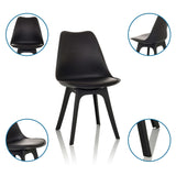 Sedia a conchiglia SCANDI P in nero con quattro gambe in diverse viste di hjh OFFICE