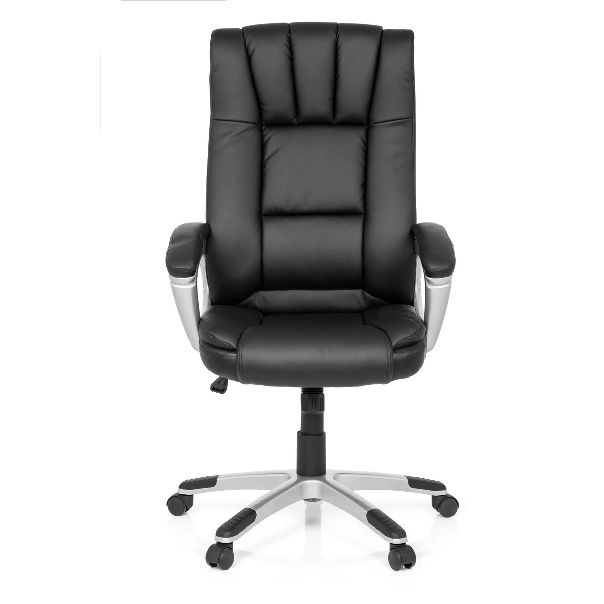 Sedia Home Office RELAX CL150 nera con rivestimento trapuntato e base a cinque ruote di MyBuero – vista a 360° (vista frontale 0°)