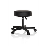 Sgabello girevole nero OPERATOR I con seduta imbottita e base a cinque ruote di hjh OFFICE – vista a 360° (vista frontale a tre quarti 60°)