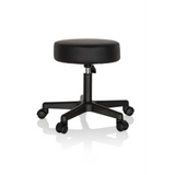 Sgabello girevole nero OPERATOR I con seduta imbottita e base a cinque ruote di hjh OFFICE – vista a 360° (profilo laterale 80°)