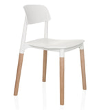 Sedia a quattro gambe SCANDI E bianca con gambe in legno di hjh LIVING – vista a 360° (vista frontale a tre quarti 60°)