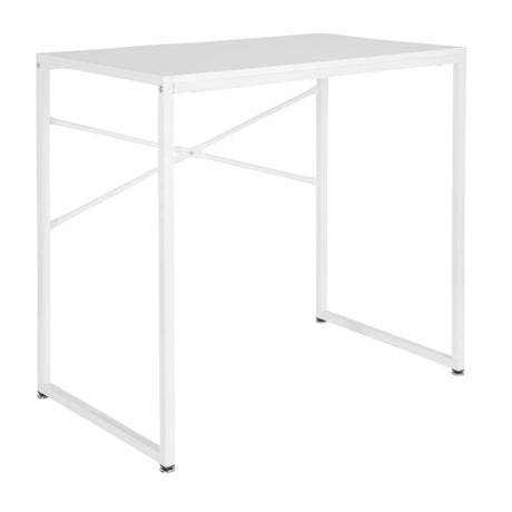 Scrivania bianca EASY UP H I con semplice struttura in metallo e traverse a croce di hjh OFFICE