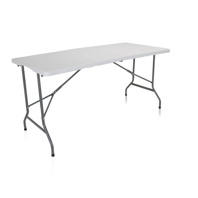 Tavolo pieghevole bianco EASY UP MULTI II con piano rettangolare e struttura in metallo grigio di hjh OFFICE
