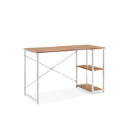 Scrivania Easy Up2 in bianco e rovere con scaffale integrato e traverse a croce di hjh LIVING