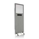 Parete divisoria FLEXMIUT WB grigio chiaro con lavagna integrata e ruote di hjh OFFICE – vista a 360° (vista frontale a tre quarti 30°)