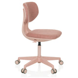 Sedia girevole per bambini KID COLORE rosa con superfici imbottite e base a cinque ruote di hjh OFFICE – vista a 360° (vista frontale a tre quarti 60°)