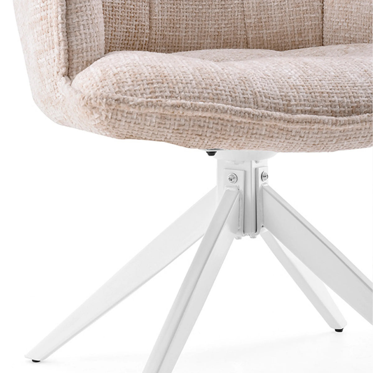 Tessuto strutturato beige e base a stella bianca della Sedia per sala da pranzo Tavaro di hjh LIVING