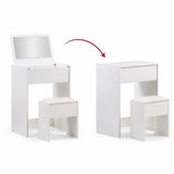 Apertura e chiusura dello Specchio da Trucco pieghevole Glamdesk in bianco con sgabello coordinato di hjh LIVING