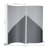 Disegno dimensionale della Parete divisoria Flexmiut Wave di 210 × 160 cm di hjh OFFICE
