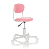 Sedia girevole per bambini KIDDY BASE I rosa con base a stella e cinque rotelle di hjh OFFICE – vista a 360° (vista frontale a tre quarti 45°)
