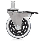 Rotelle per Sedia 5x ROLO SKATE CT 11mm/75mm con freno di bloccaggio in argento e trasparente per pavimenti duri di hjh OFFICE