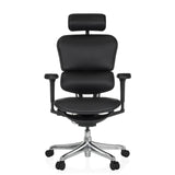 Poltrona di lusso ERGOHUMAN ULTRA L GEN2 nera in pelle con poggiatesta e base a cinque ruote di hjh OFFICE – vista a 360° (vista frontale 0°)