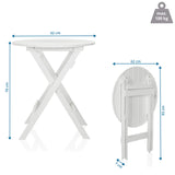 Maßzeichnung des Klapptischs TRAVANO T mit 62 × 62 cm und einer Höhe von 70 cm von hjh LIVING