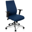 Profi-Bürostuhl PRO-TEC 250 mit dunkelblauem Stoffbezug und silberfarbenem Fußkreuz von hjh OFFICE