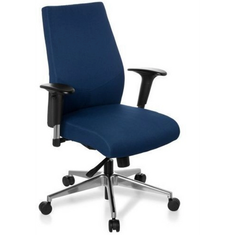 Profi-Bürostuhl PRO-TEC 250 mit dunkelblauem Stoffbezug und silberfarbenem Fußkreuz von hjh OFFICE