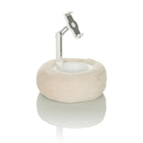 Supporto per cellulare e tablet COMFILAP II beige con cuscinetto ad anello in peluche di hjh OFFICE – vista a 360° (vista posteriore a tre quarti 144°)