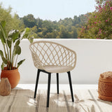 Sedia a conchiglia BEGIO beige con schienale a rete e gambe nere di hjh OFFICE