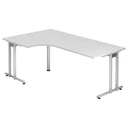 L-förmiger Schreibtisch NANO 82 S in Weiß mit silbernen Metallbeinen von hjh OFFICE PRO
