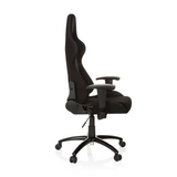 Sedia da gaming nera GAME FORCE con poggiatesta, braccioli e base a cinque ruote di hjh OFFICE – vista a 360° (profilo laterale 80°)