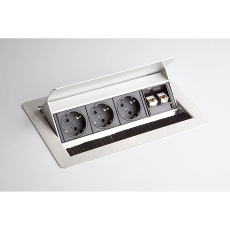 Accessori ELDATA0 argentati con tre prese e due porte RJ45 di hjh OFFICE PRO