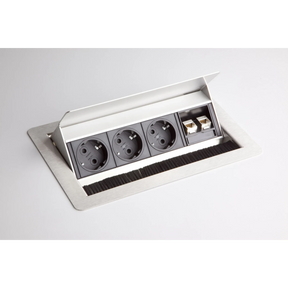 ELDATA0 | Steckdosenleiste (ohne Fräsung) | 3 x Steckdose | 2 x RJ45 - Zubehör - buerostuhl24