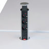 Torre prese argentata ELDO600 in alluminio con tre prese e due porte USB di hjh OFFICE PRO