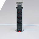 Torre prese argentata ELDO600 in alluminio con tre prese e due porte USB di hjh OFFICE PRO