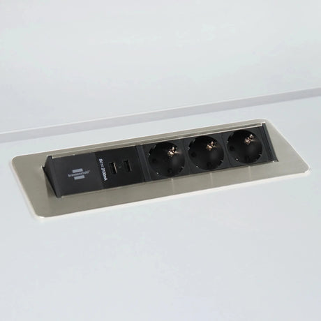 Accessori ELDUSB0 come ciabatta in alluminio argento con tre prese e due porte USB di hjh OFFICE PRO