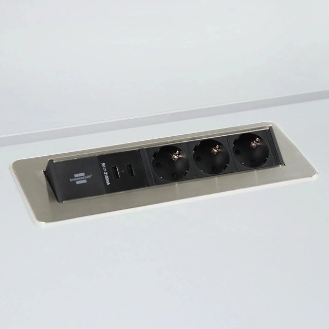 Accessori ELDUSB1 come ciabatta in alluminio argento con tre prese e due porte USB di hjh OFFICE PRO