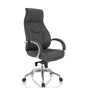 Poltrona professionale ELEGANCE I grigia con braccioli cromati lucidi e base a stella di hjh OFFICE