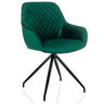 Sedia imbottita verde ELVERUM con impunture e struttura a quattro gambe nera di hjh LIVING