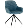 Sedia imbottita ELVERUM blu grigia con rivestimento trapuntato e struttura a quattro gambe nera di hjh LIVING