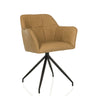 Sedia per sala da pranzo ELVERUM SPU in ecopelle color cognac con base a stella nera di hjh LIVING