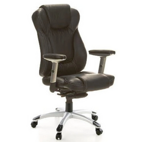 Poltrona professionale EMBASSY 200 L nera con rivestimento in pelle, braccioli e base argentata di hjh OFFICE
