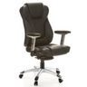 Poltrona professionale EMBASSY 200 L nera con rivestimento in pelle, braccioli e base argentata di hjh OFFICE