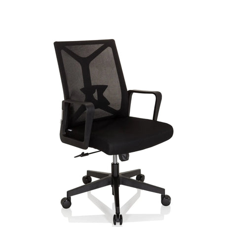 Sedia Home Office ENCO nera con schienale in rete e braccioli di hjh OFFICE