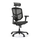 Sedia da ufficio Enjoy Eco MB nera con rivestimento in rete, poggiatesta e braccioli regolabili di hjh OFFICE