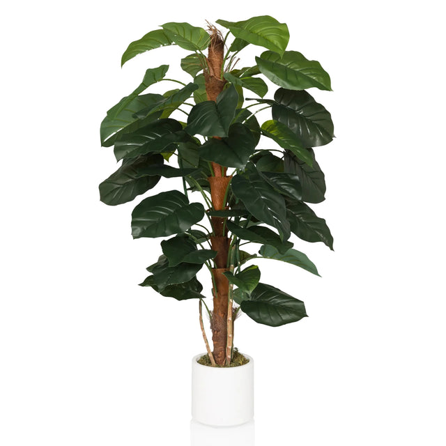 Piante artificiali verdi EPIPREMNUM con grandi foglie in un vaso bianco di hjh OFFICE