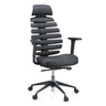 Sedia da ufficio professionale ERGO LINE II PRO nera con rivestimento in pelle e schienale segmentato di hjh OFFICE