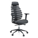 Sedia da ufficio professionale ERGO LINE II PRO nera con rivestimento in pelle e schienale segmentato di hjh OFFICE
