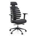 Sedia da ufficio professionale ERGO LINE II PRO nera con rivestimento in tessuto e schienale segmentato di hjh OFFICE