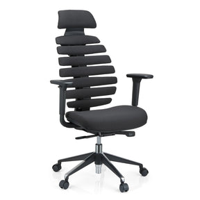 Sedia da ufficio professionale ERGO LINE II PRO nera con rivestimento in tessuto e schienale segmentato di hjh OFFICE