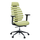 Sedia da ufficio professionale ERGO LINE II PRO con rivestimento in tessuto verde, schienale segmentato e poggiatesta di hjh OFFICE