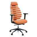 Sedia da ufficio professionale ERGO LINE II PRO con rivestimento in tessuto arancione e base nera di hjh OFFICE