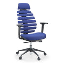 Sedia da ufficio professionale ERGO LINE II PRO blu con rivestimento in tessuto, schienale segmentato e braccioli di hjh OFFICE