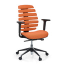 Sedia da ufficio professionale ERGO LINE II in arancione con schienale segmentato e braccioli neri di hjh OFFICE