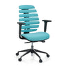 Sedia da ufficio professionale ERGO LINE II in turchese con schienale segmentato e braccioli neri di hjh OFFICE