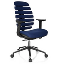 Profi-Bürostuhl ERGO LINE II mit blauem Stoffbezug und segmentierter Rückenlehne von hjh OFFICE