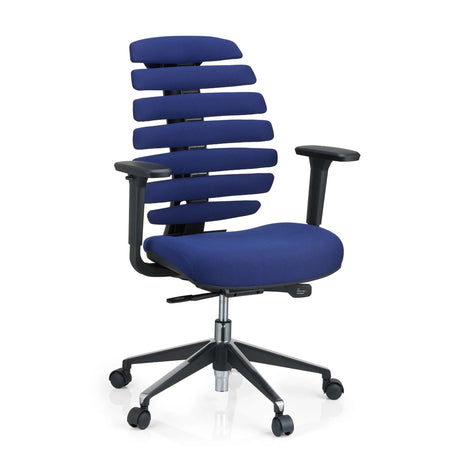 Profi-Bürostuhl ERGO LINE II mit blauem Stoffbezug und segmentierter Rückenlehne von hjh OFFICE