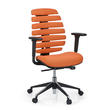 Sedia da ufficio professionale ERGO LINE II in arancione con schienale segmentato e braccioli neri di hjh OFFICE